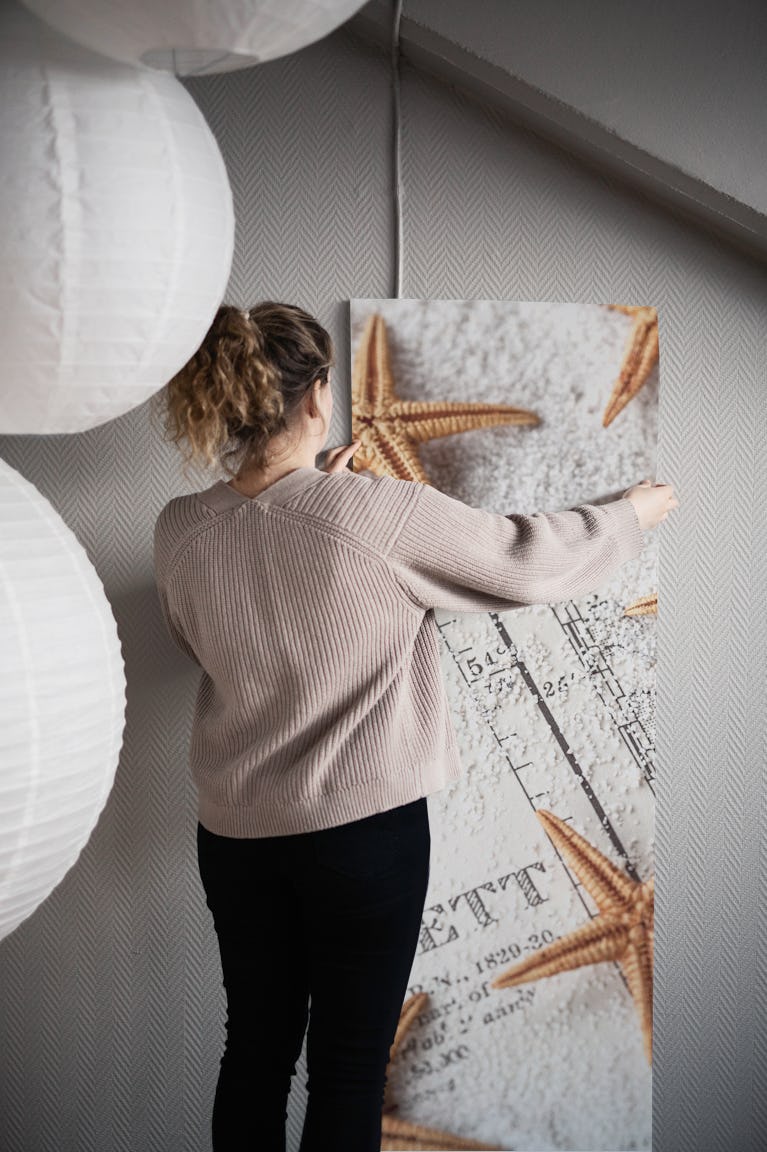 Starfish And Old Map wallpaper roll