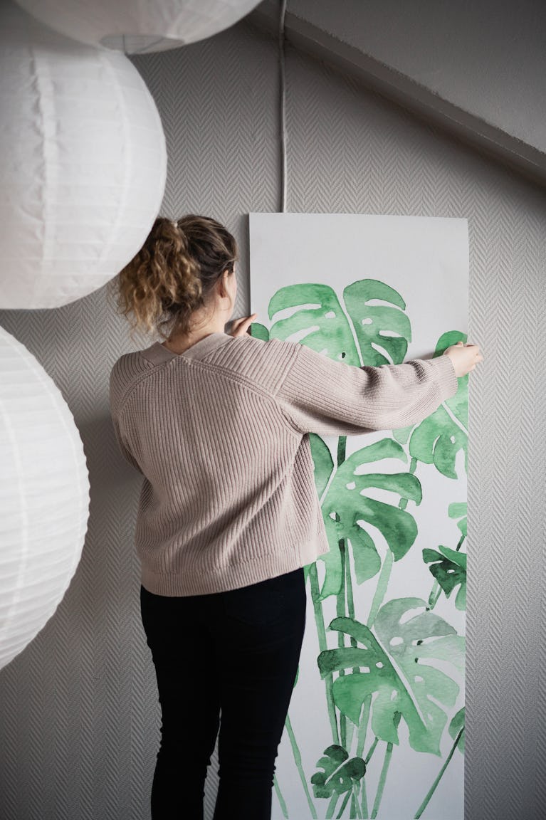 Delicate Monstera Green wallpaper roll