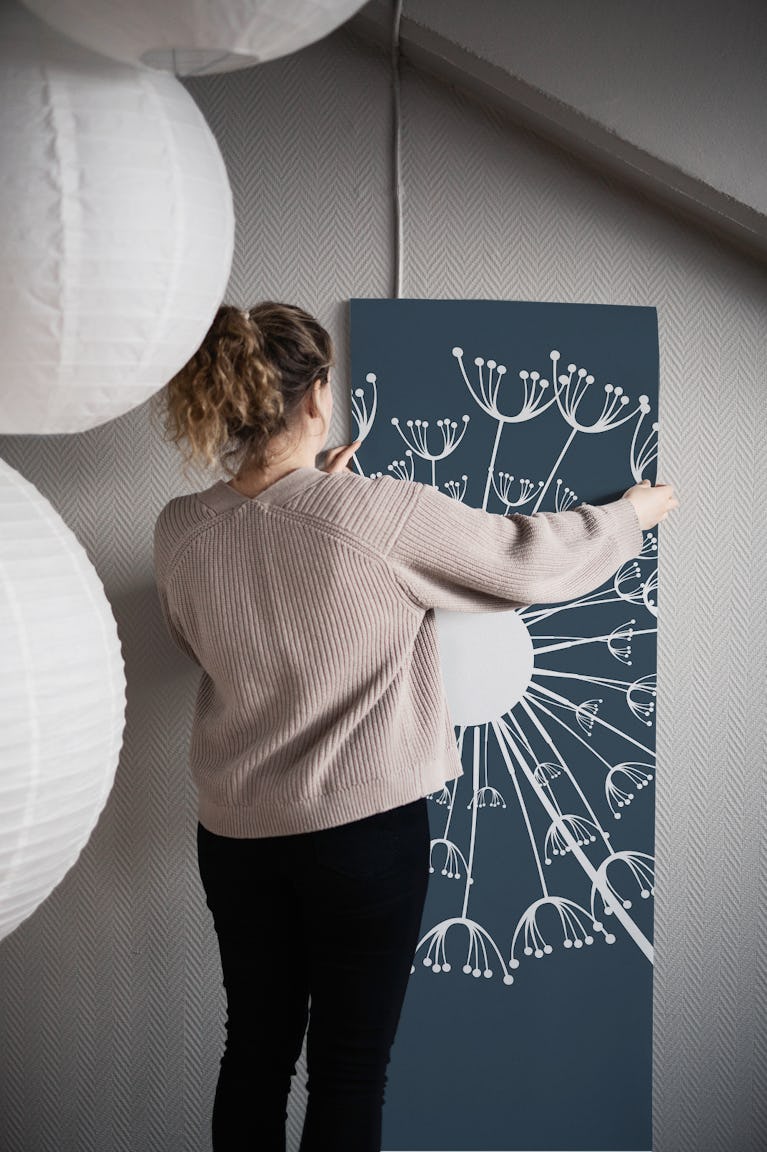 Charcoal Minimal Dandelion wallpaper roll