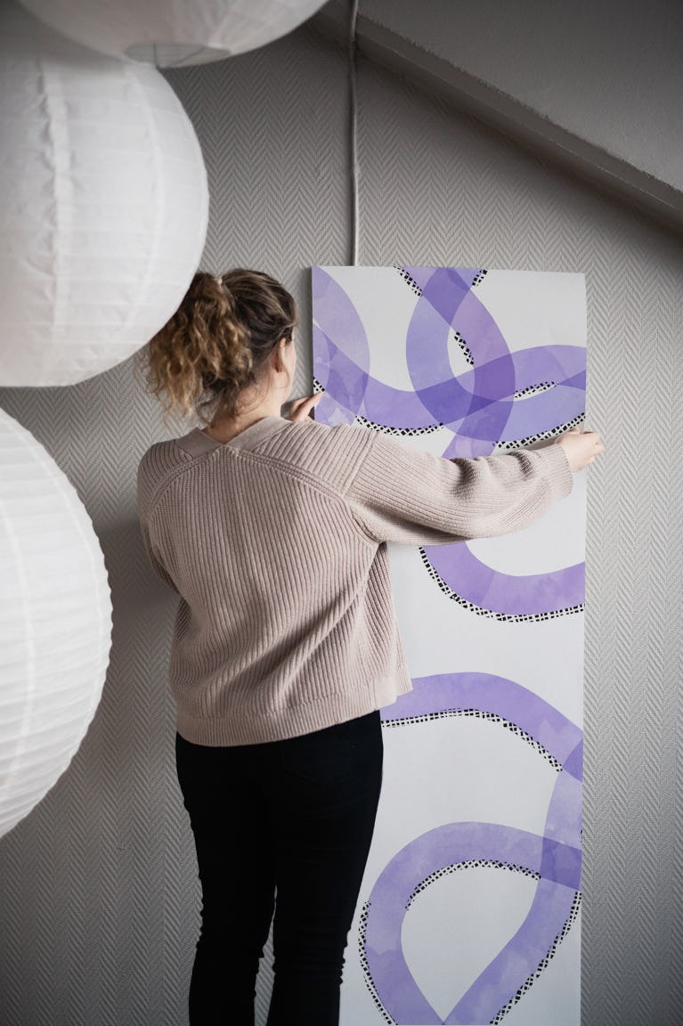 Purple curves wallpaper roll