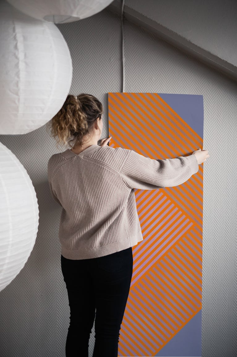 Mid Century Stripes Orange wallpaper roll