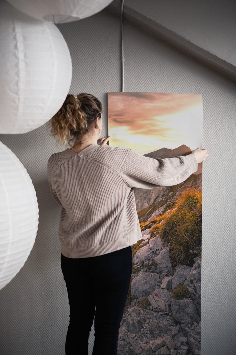 Sunset high alpine ride wallpaper roll