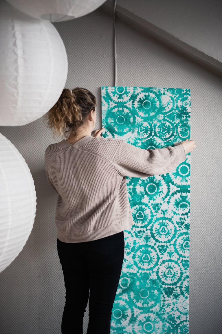 Mint Green Tie Dye Art wallpaper roll