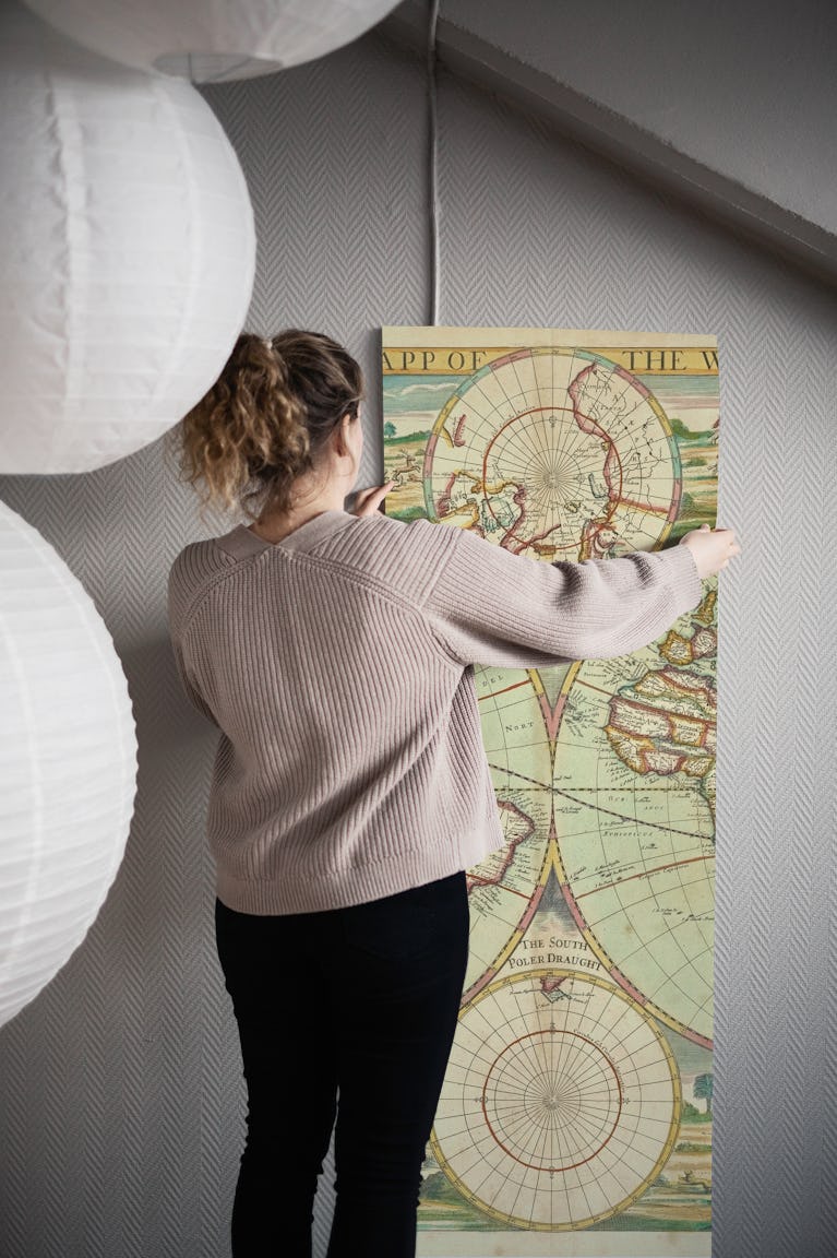 Illustrated Vintage World Map wallpaper roll
