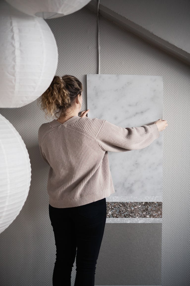 White Marble Silver Stripe 1 wallpaper roll