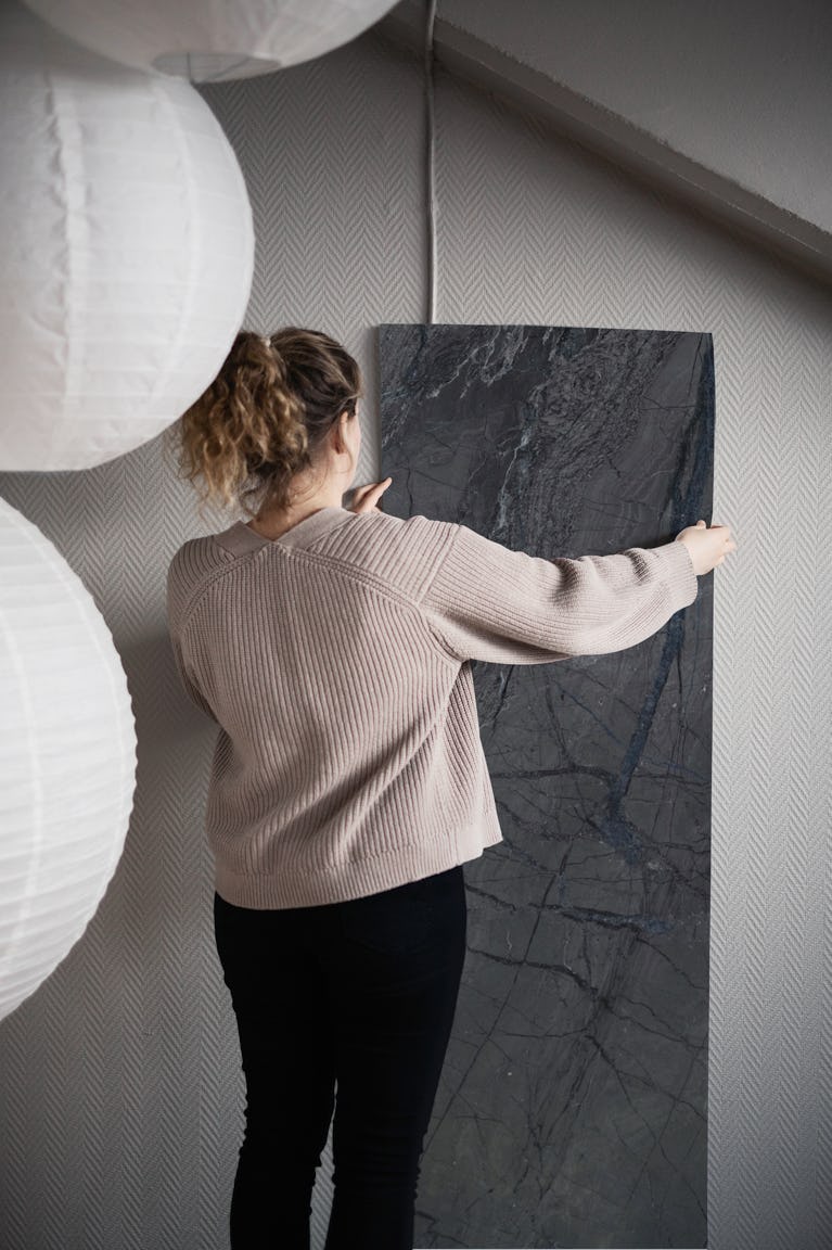 Dark Gray Marble Ocean wallpaper roll