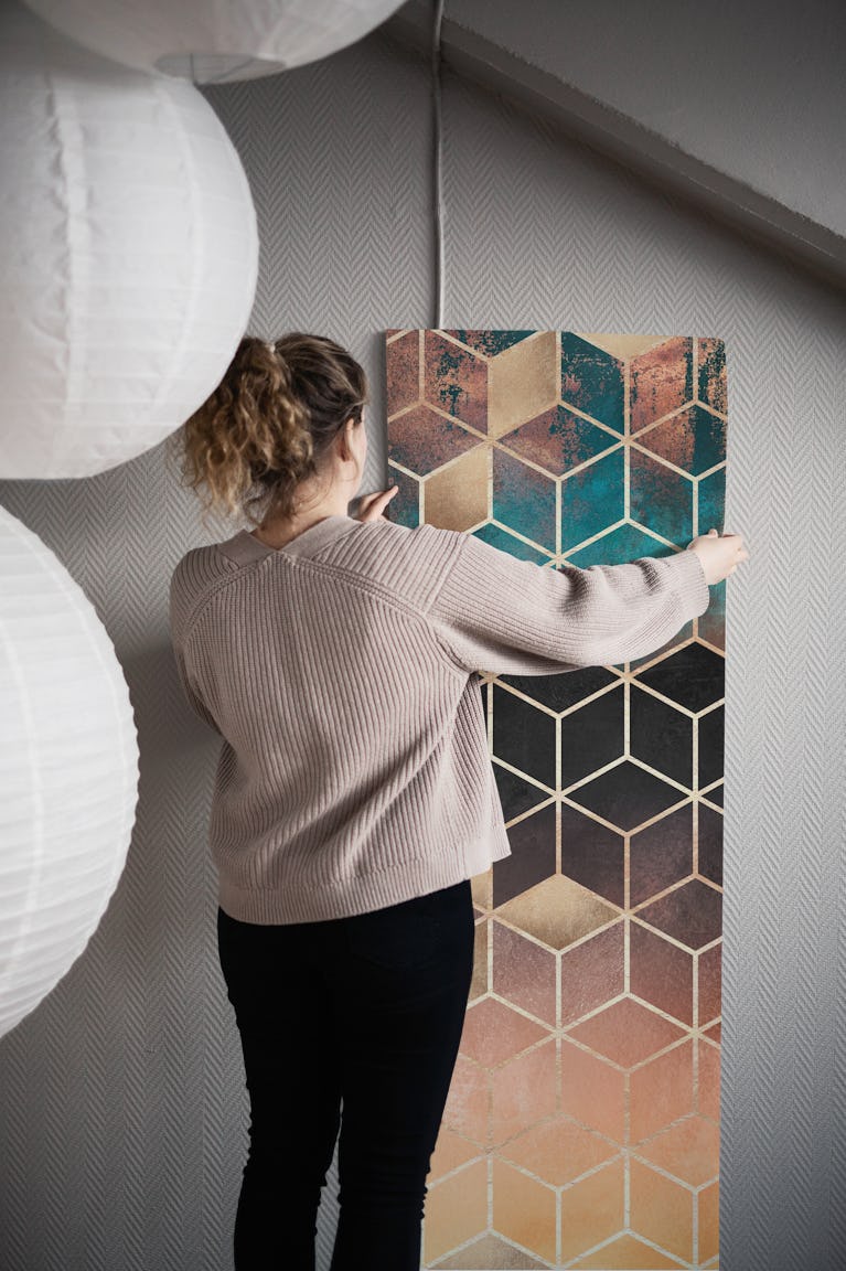 Ombre Dream Cubes wallpaper roll