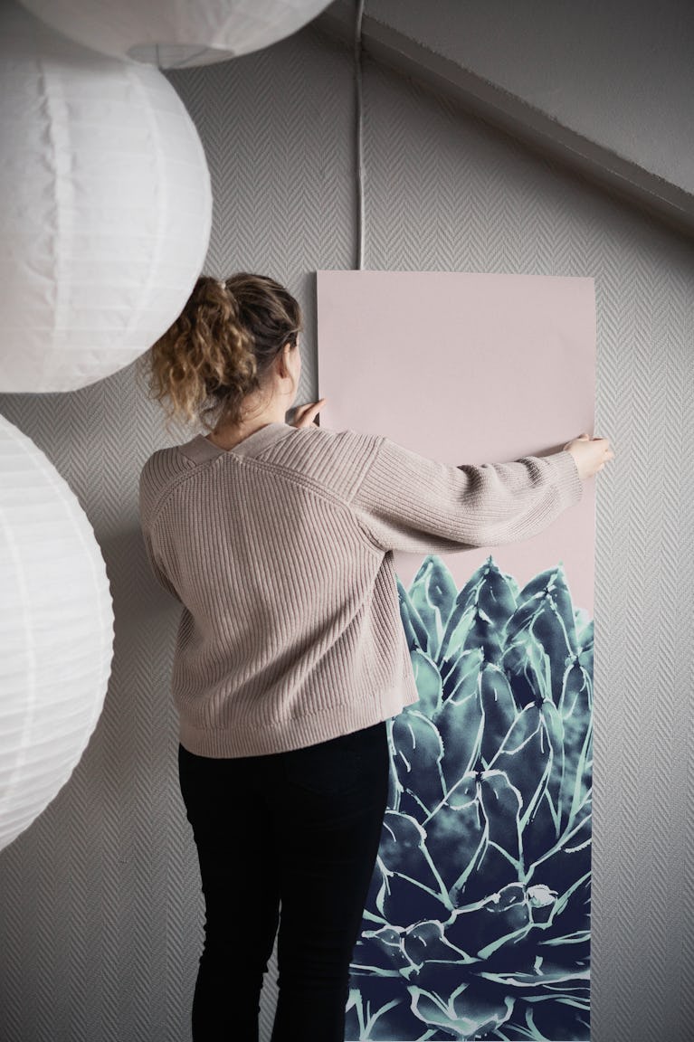 Blush Navy Blue Agave Chic 1 wallpaper roll