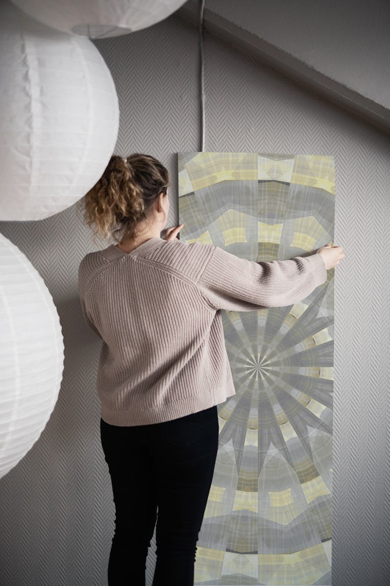 Beige Midcentury Textile wallpaper roll