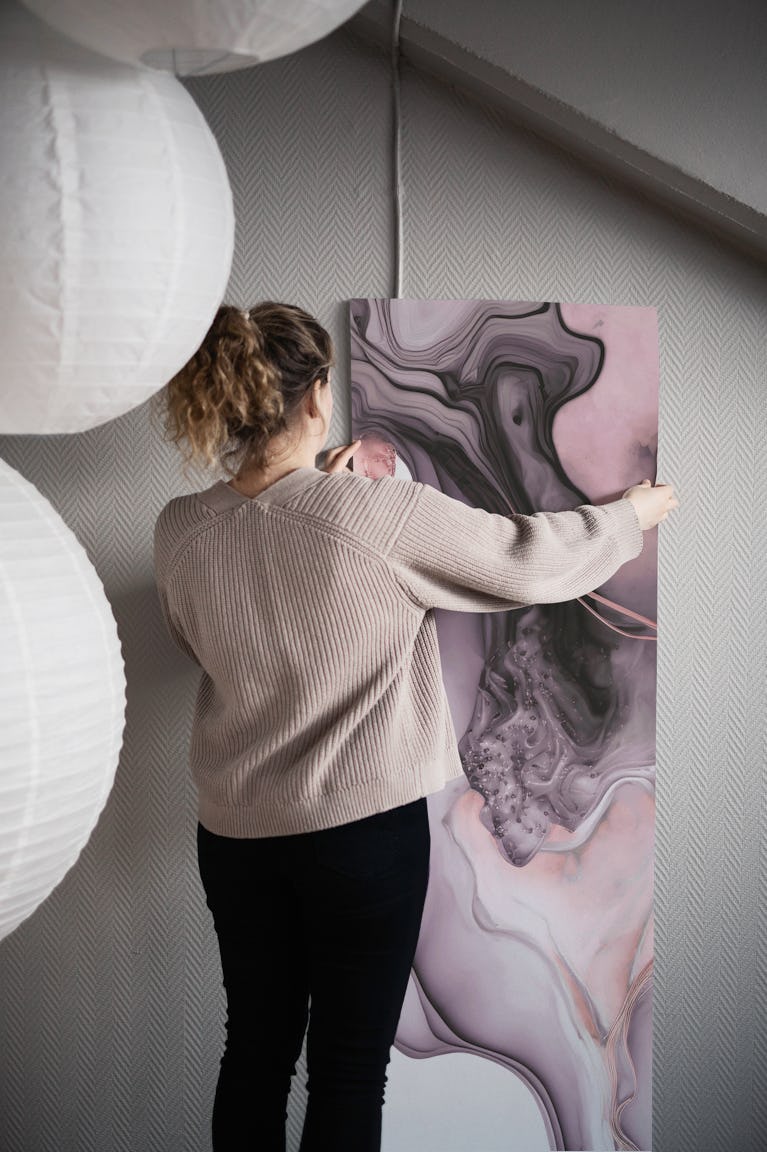 Eclectic Rose Gold Purple Art wallpaper roll