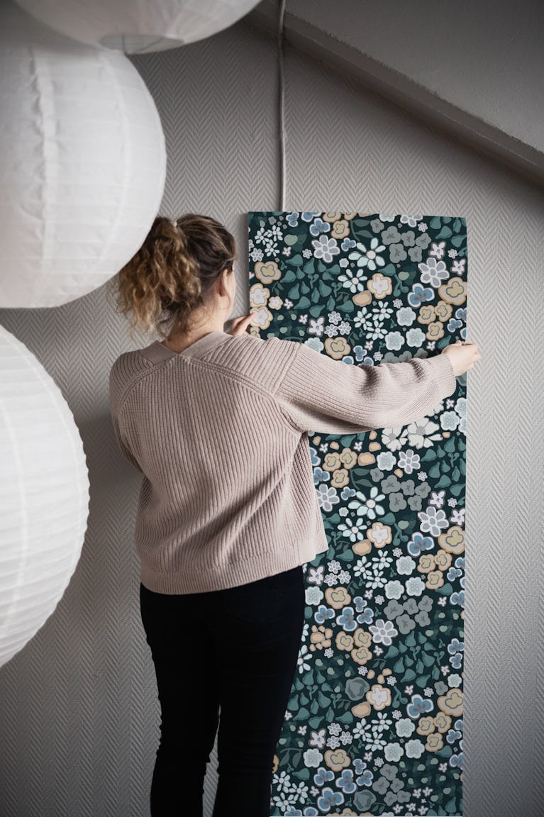 Cute small scale ditsy blue wallpaper roll