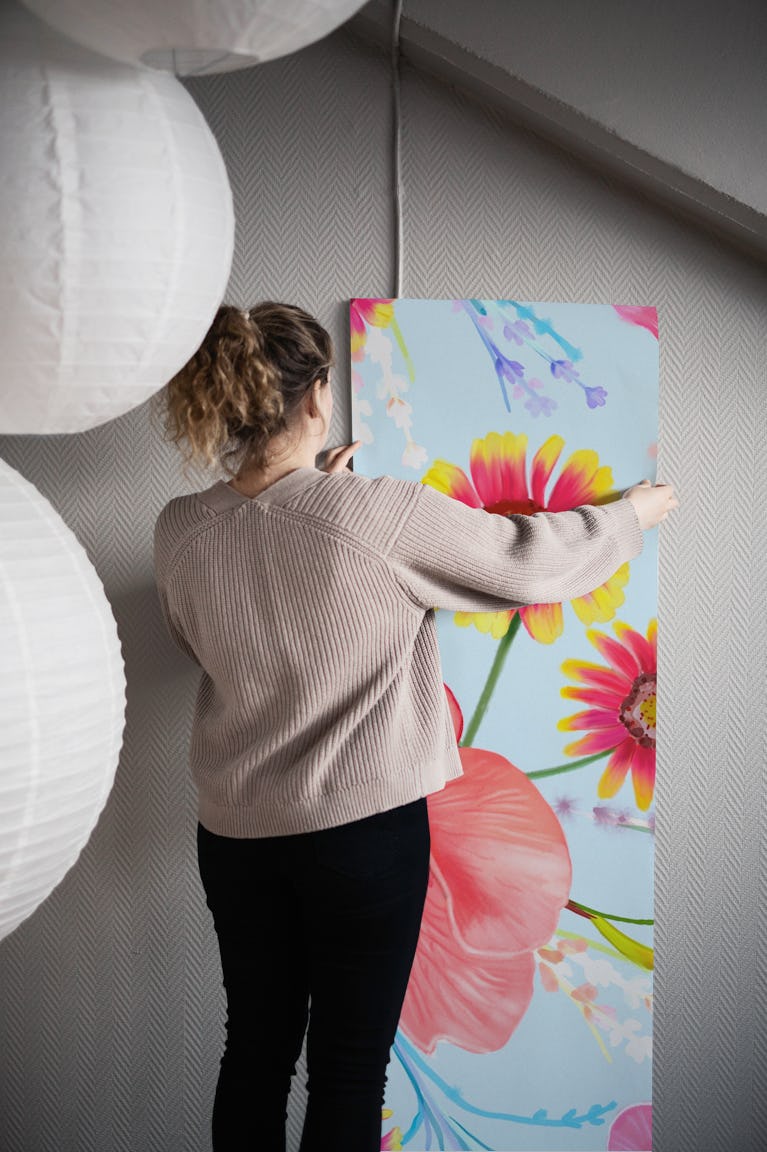 Pretty florals trend hibiscus wallpaper roll