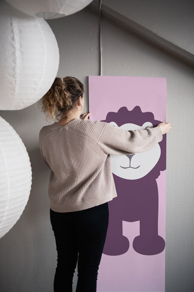 Pastel Pink Lion Print wallpaper roll