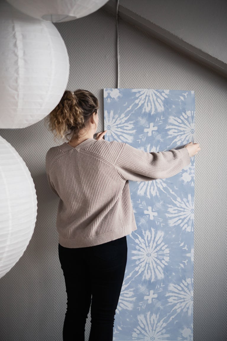 Light Blue TIe Dye wallpaper roll