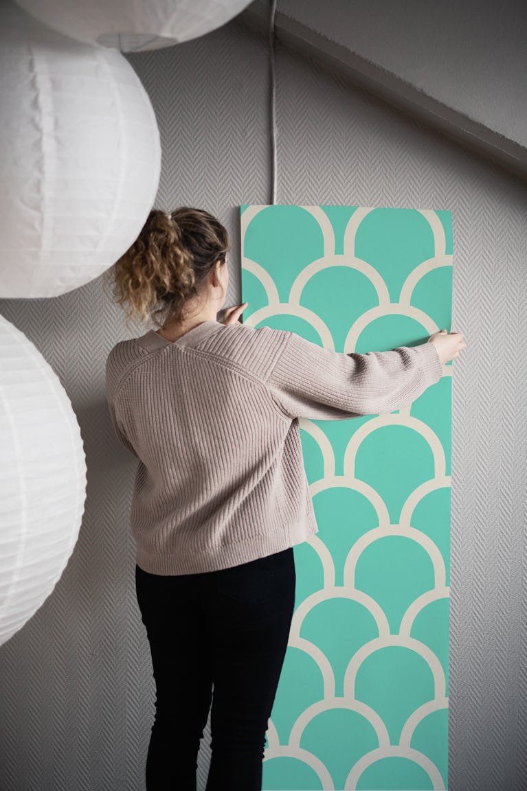 Scallop Green wallpaper roll