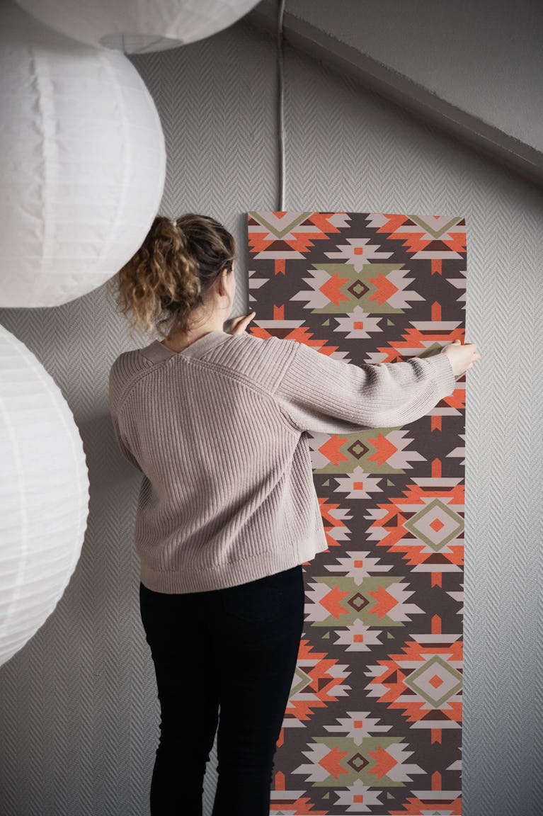 Earth Tones Boho Ikat wallpaper roll