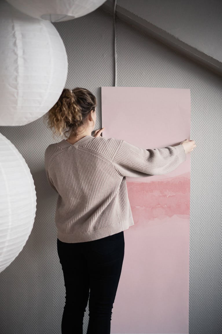 Pink watercolor Landscape wallpaper roll