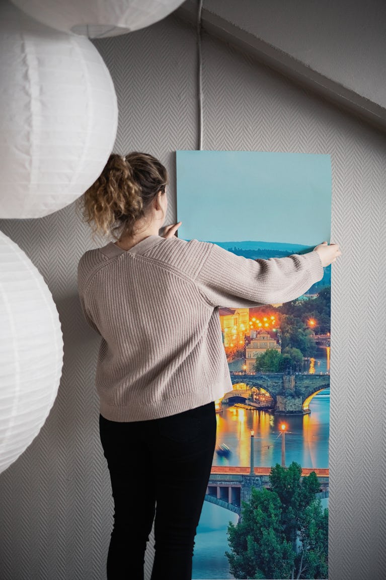 Blue Prague wallpaper roll