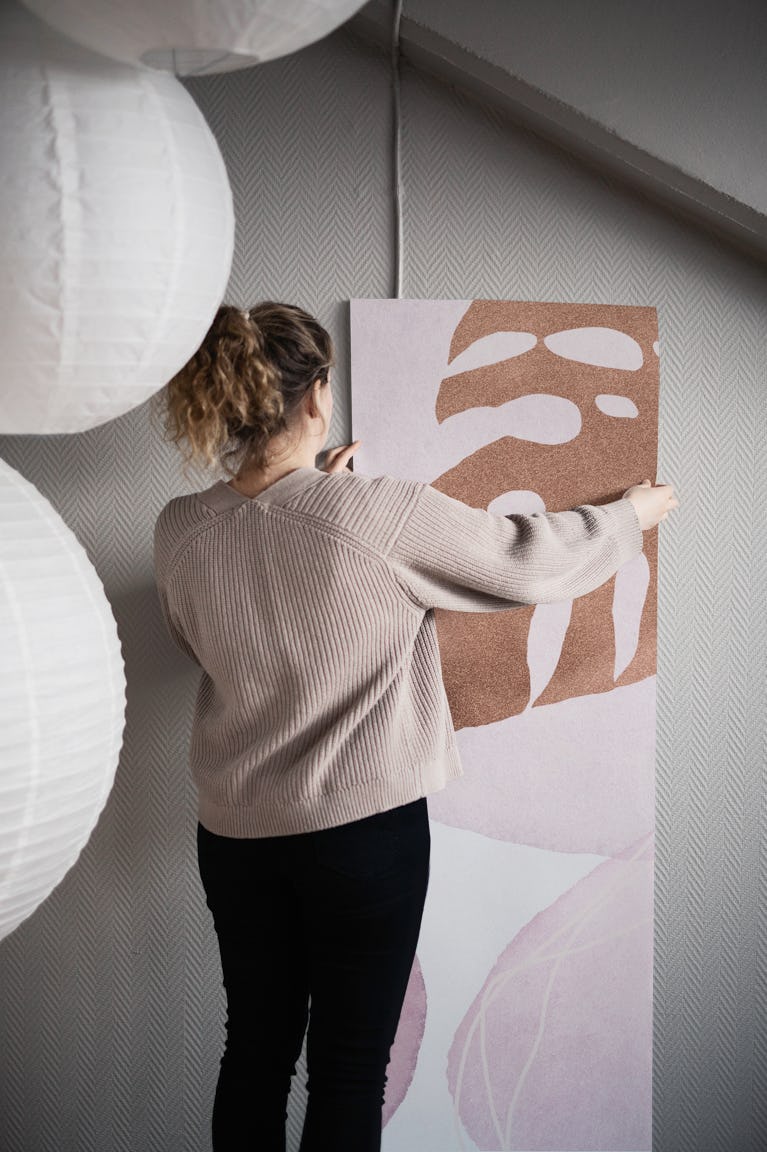Golden Boho Tropical Vibes Pastel Purple And Copper wallpaper roll
