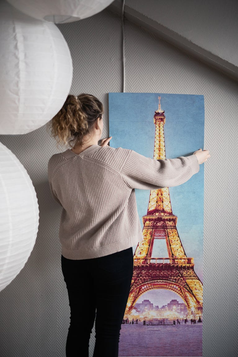 Colourful Eiffel Tower wallpaper roll
