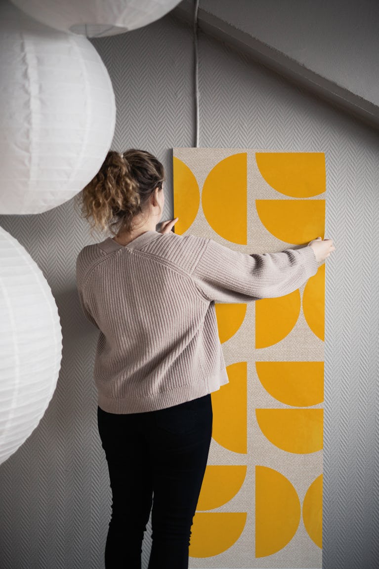 Mustard Bauhaus Abstract wallpaper roll