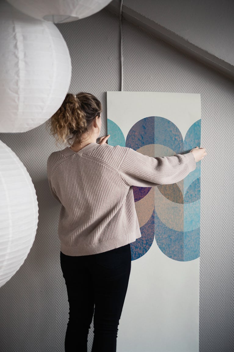 Vivid Sea Foam Mid Century Geometry wallpaper roll