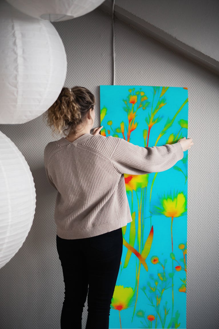 Summer Wildflowers Neon wallpaper roll