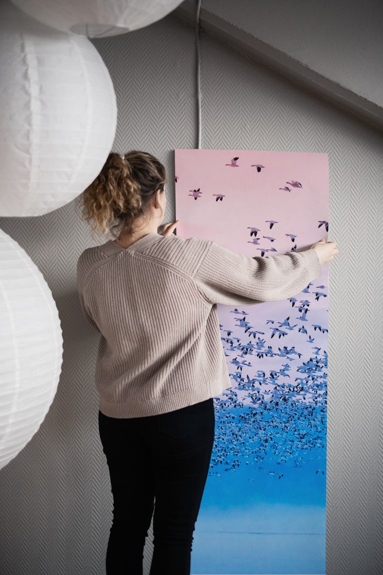 Flying in the fogging morning wallpaper roll