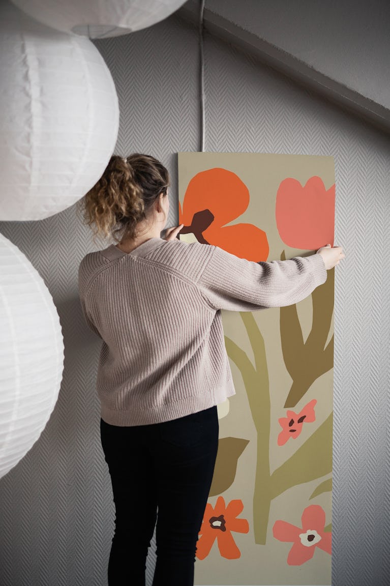 Scandinavian Cutout Flowers wallpaper roll