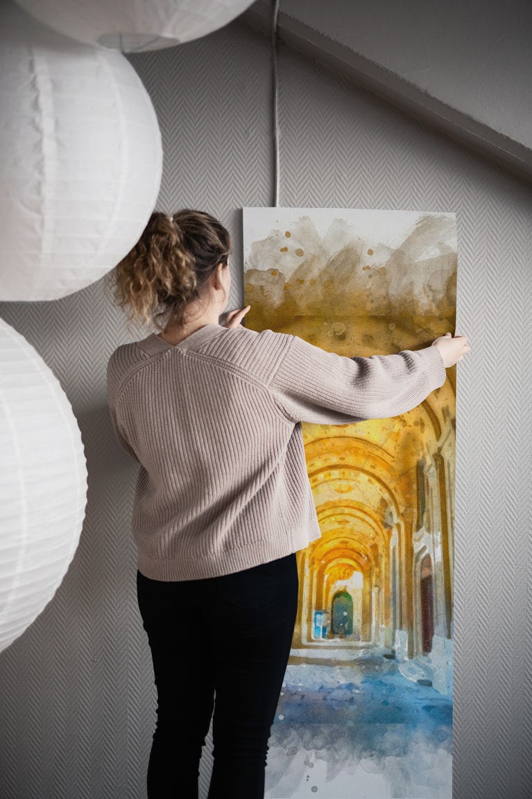 Painting of National Library of Malta wallpaper roll