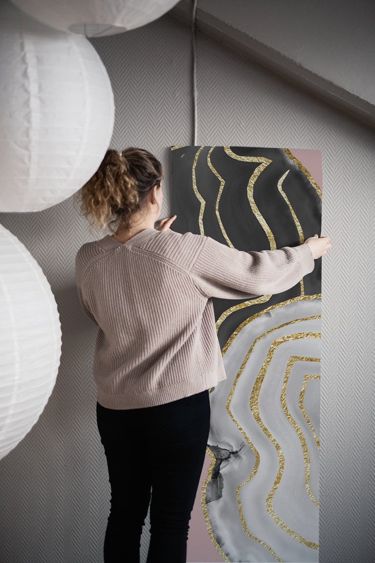 Yin Yang Agate Gold Glam 2 wallpaper roll