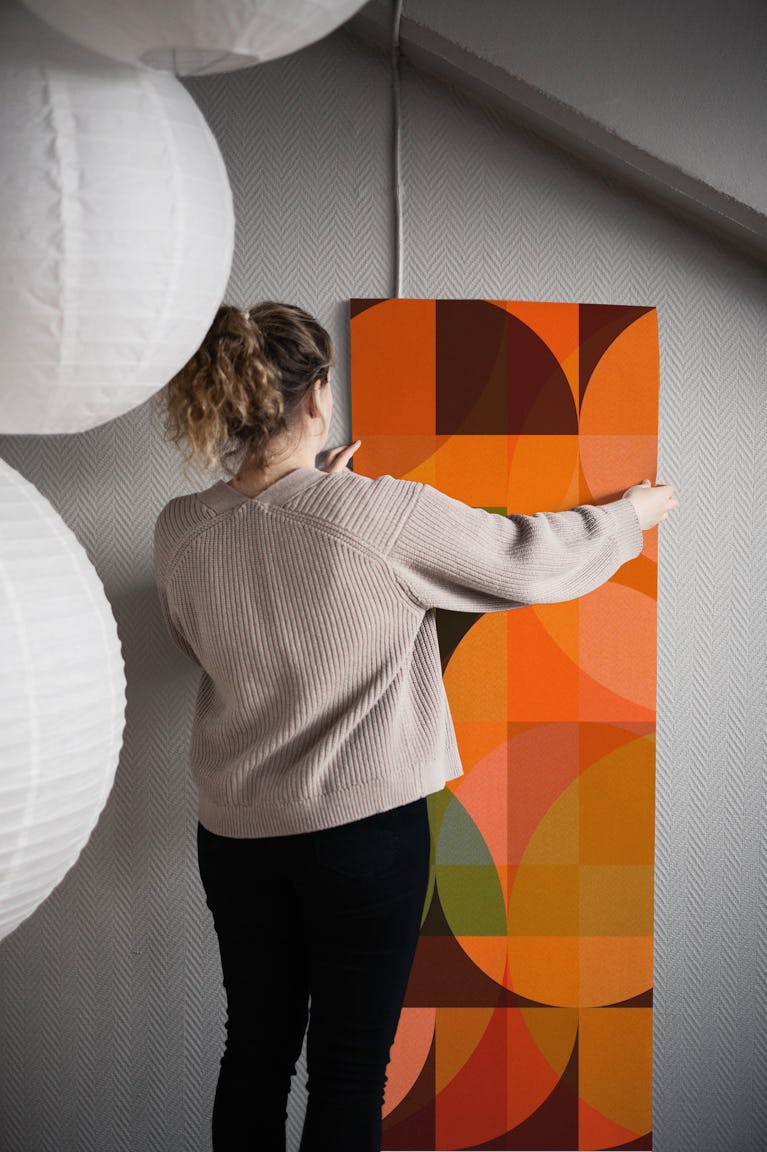 Mid Century Bauhaus Rounds wallpaper roll