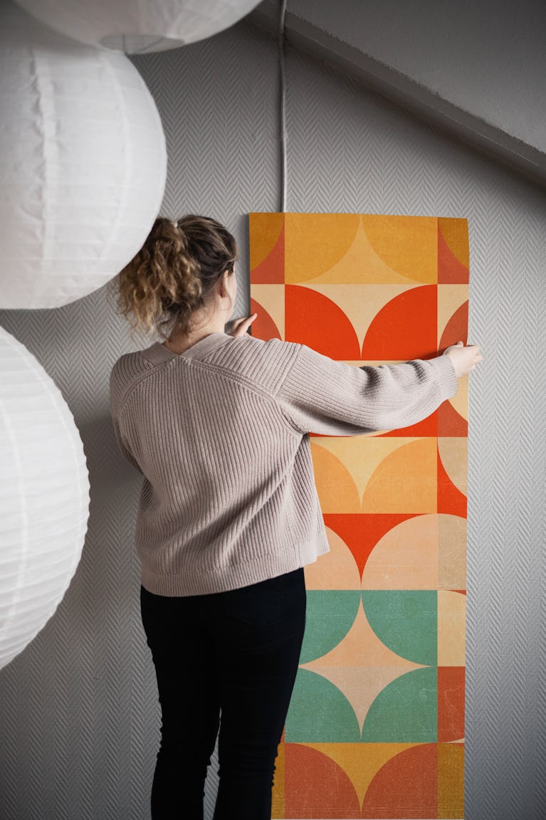 Vivid Bauhaus Geometry wallpaper roll
