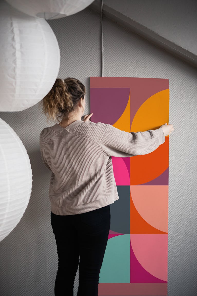 Mid-Century Modern Geo Happiness wallpaper roll
