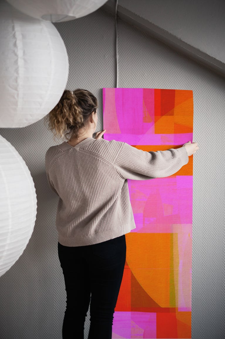 Vivid Layered Mid Century Bauhaus wallpaper roll