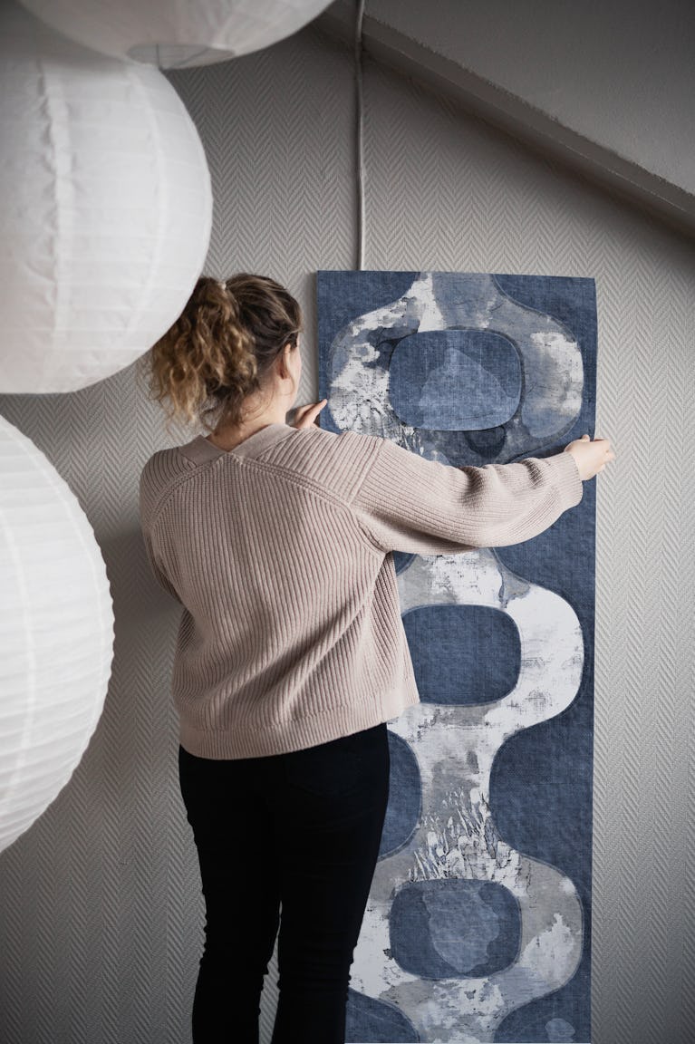Indigo Navy Dream Ornaments wallpaper roll