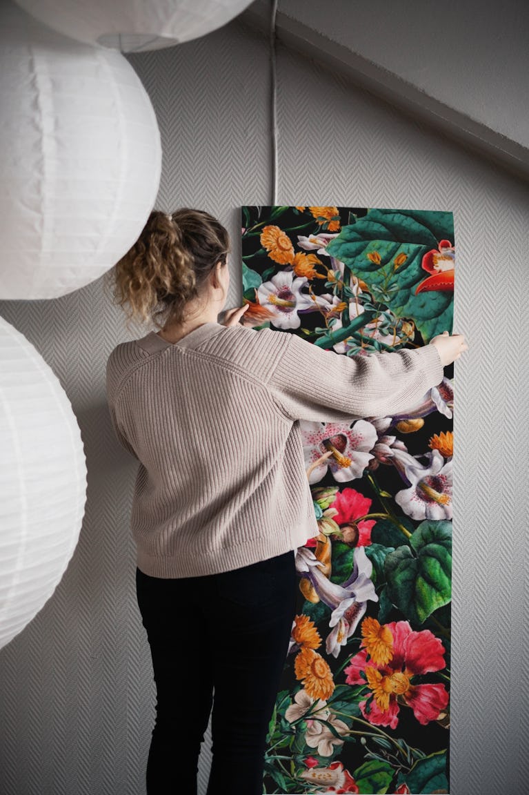 Exotic Blooms and Toucans wallpaper roll