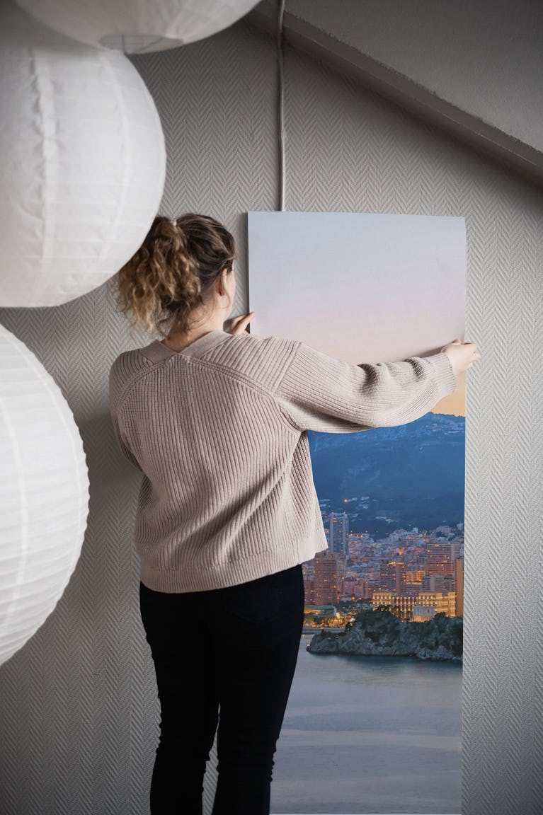Monaco at dusk wallpaper roll