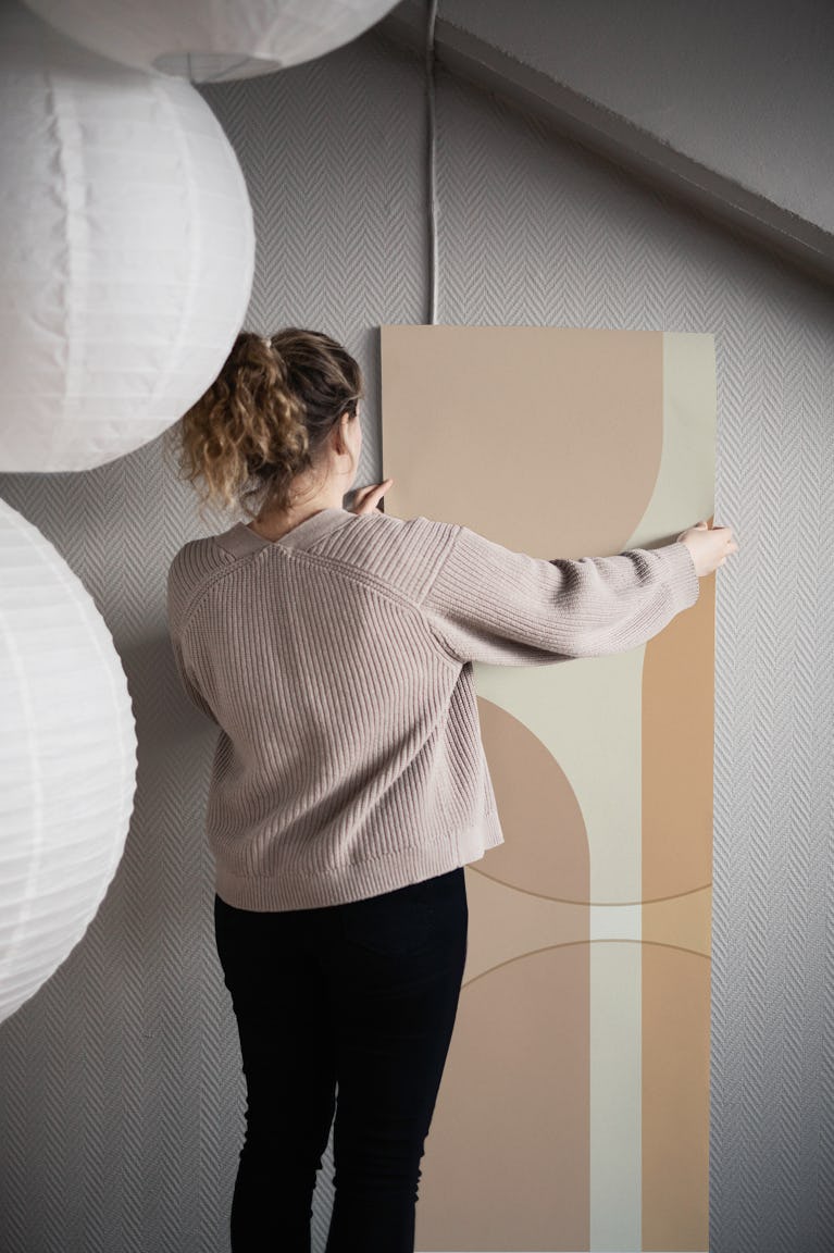Neutral Mid Century Arch Geo wallpaper roll