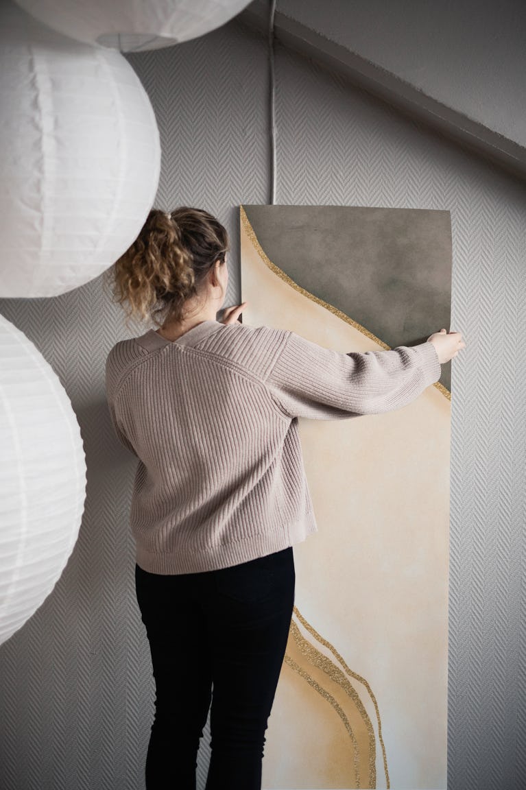 Abstract Connection Modern Art Beige Brown wallpaper roll