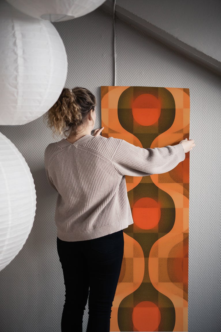 Amber Mid-Century Style wallpaper roll