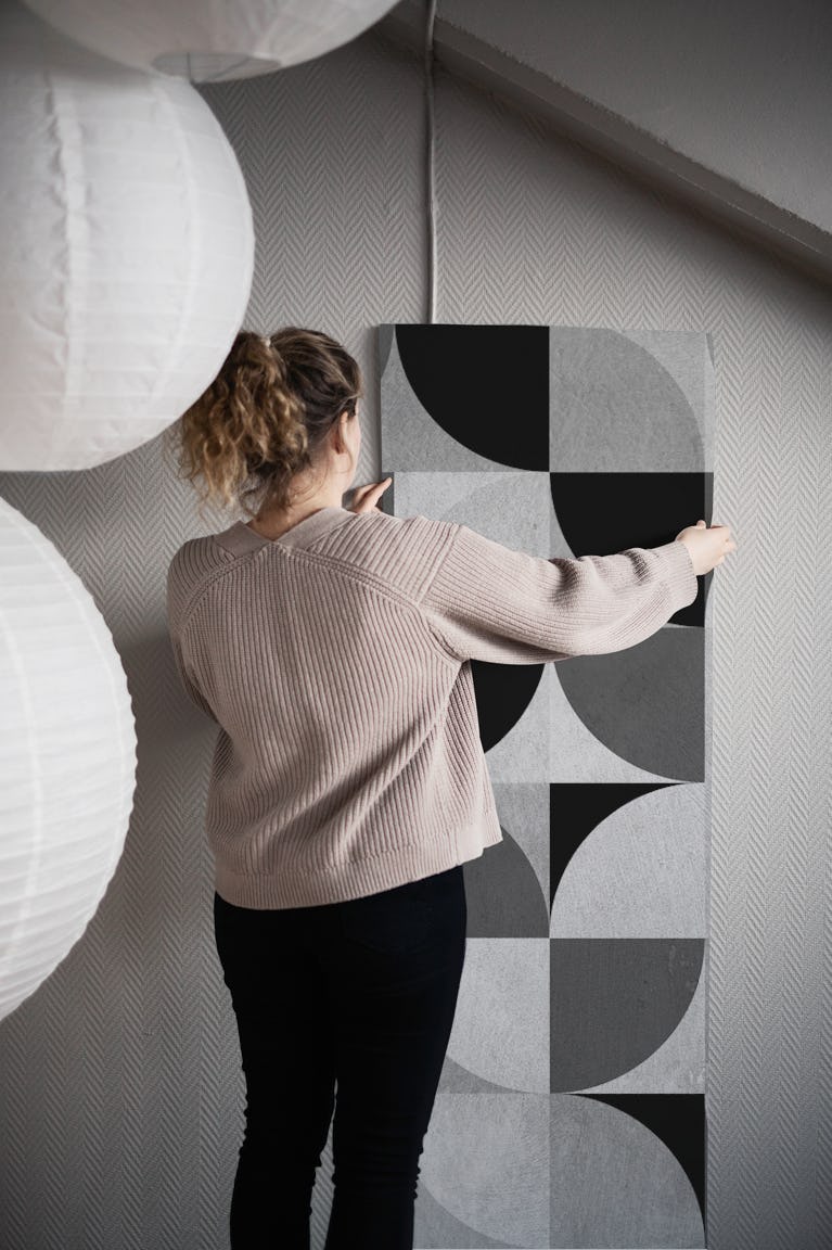 Mid Century Bauhaus Concrete wallpaper roll