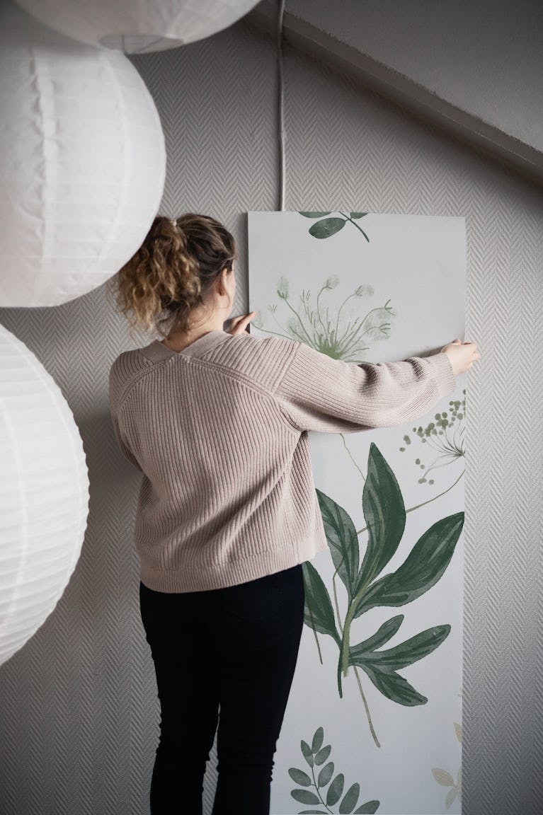Herbal Bliss on Cloud Gray wallpaper roll