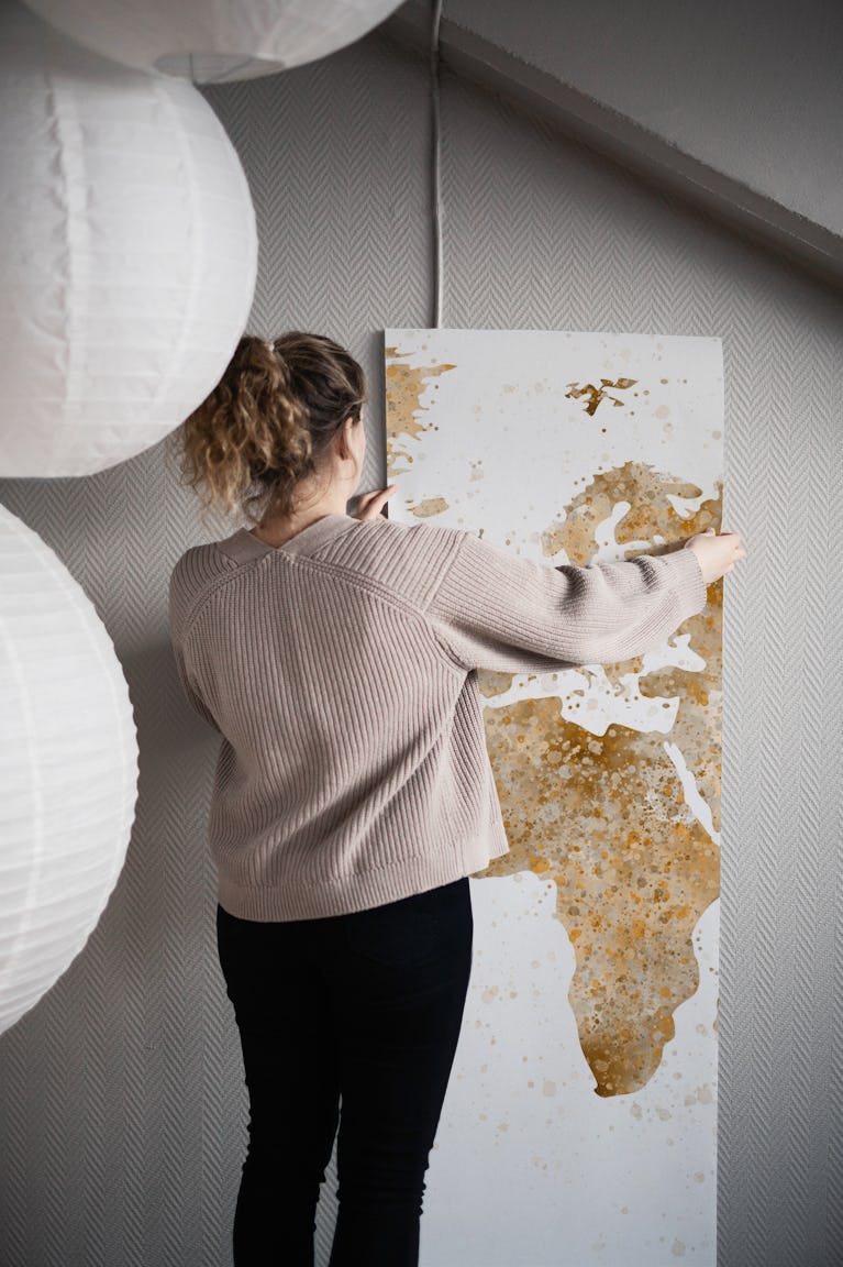 World Map Mural Coffee wallpaper roll