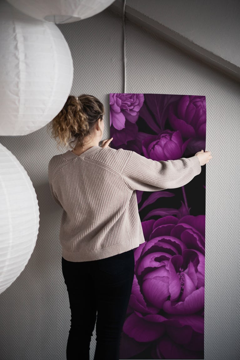 Midnight Blossoms Purple Victorian Vibes wallpaper roll
