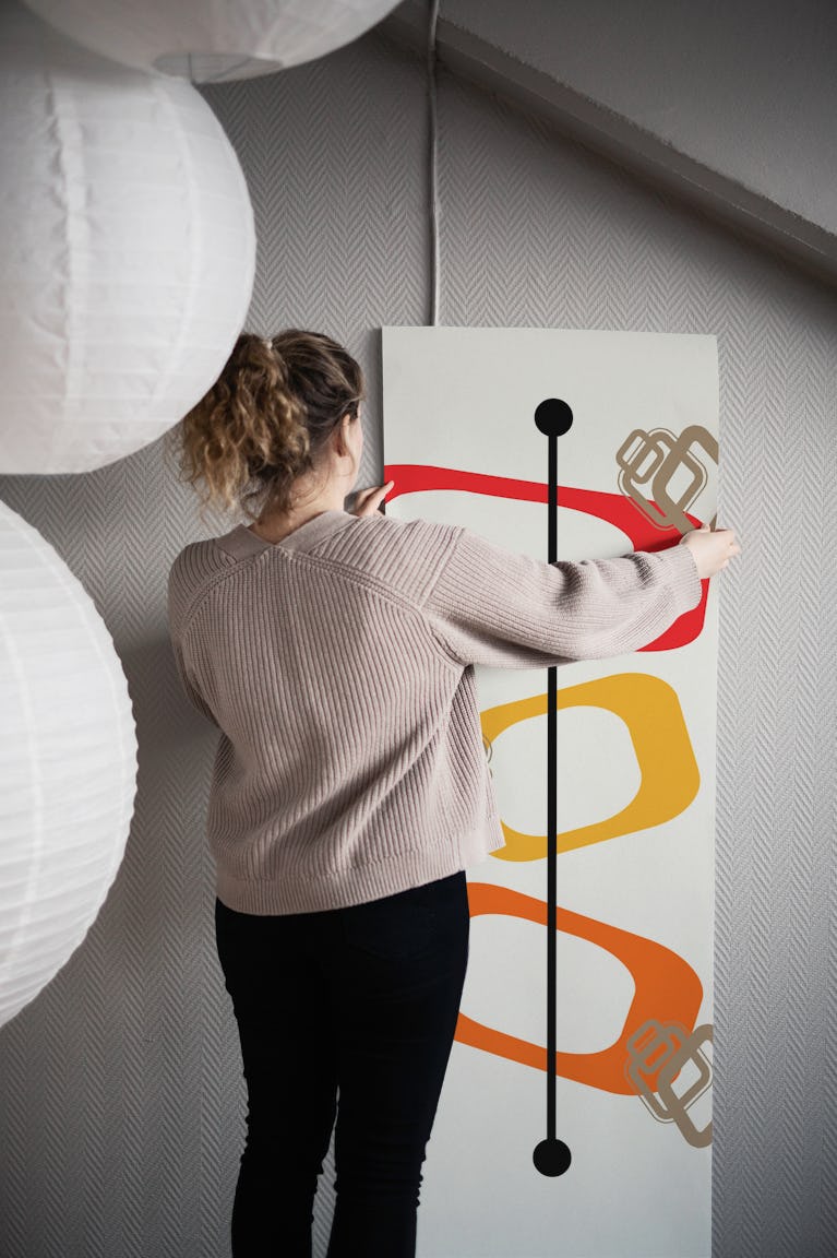 Mid Century Modern Shape Art wallpaper roll