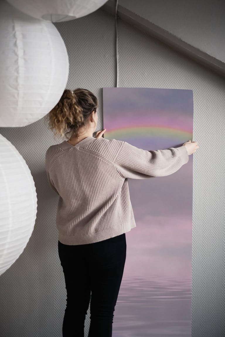 Magic Pink Rainbow Over Water wallpaper roll