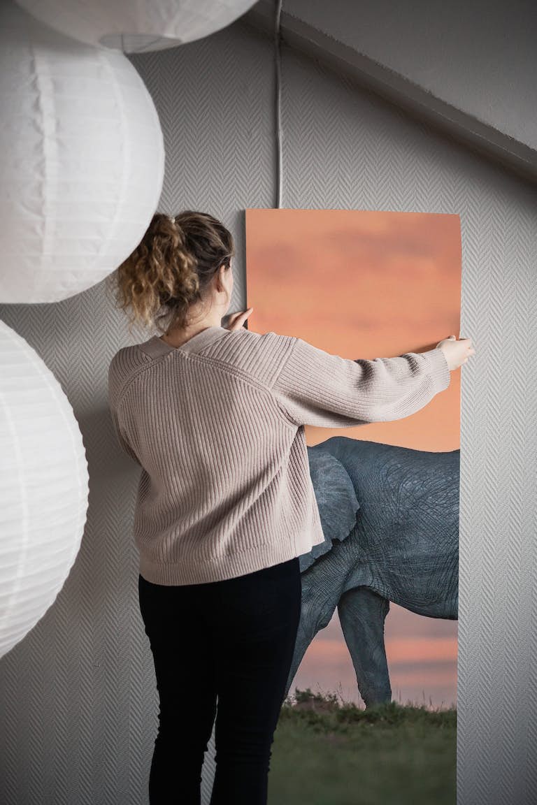 Elephant at dusk wallpaper roll