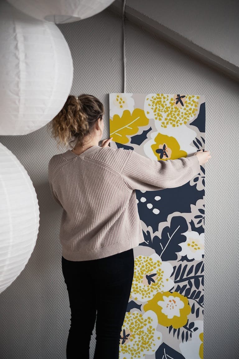 Scandinavian flowers greet you wallpaper roll