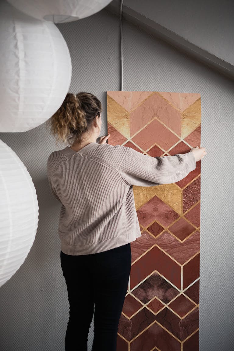 Terracotta Geometric wallpaper roll